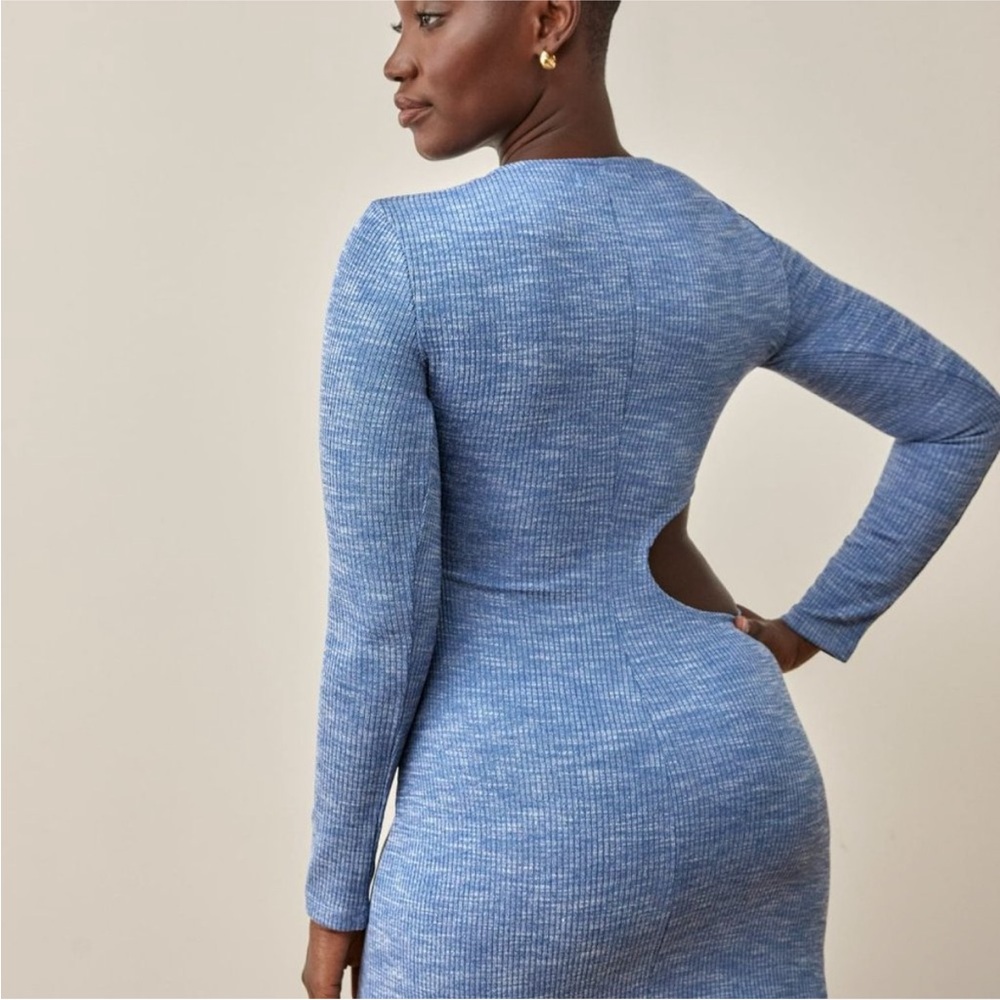 Reformation Tracey Knit Dress in Deep Sky XL NWT - Picture 2 of 7